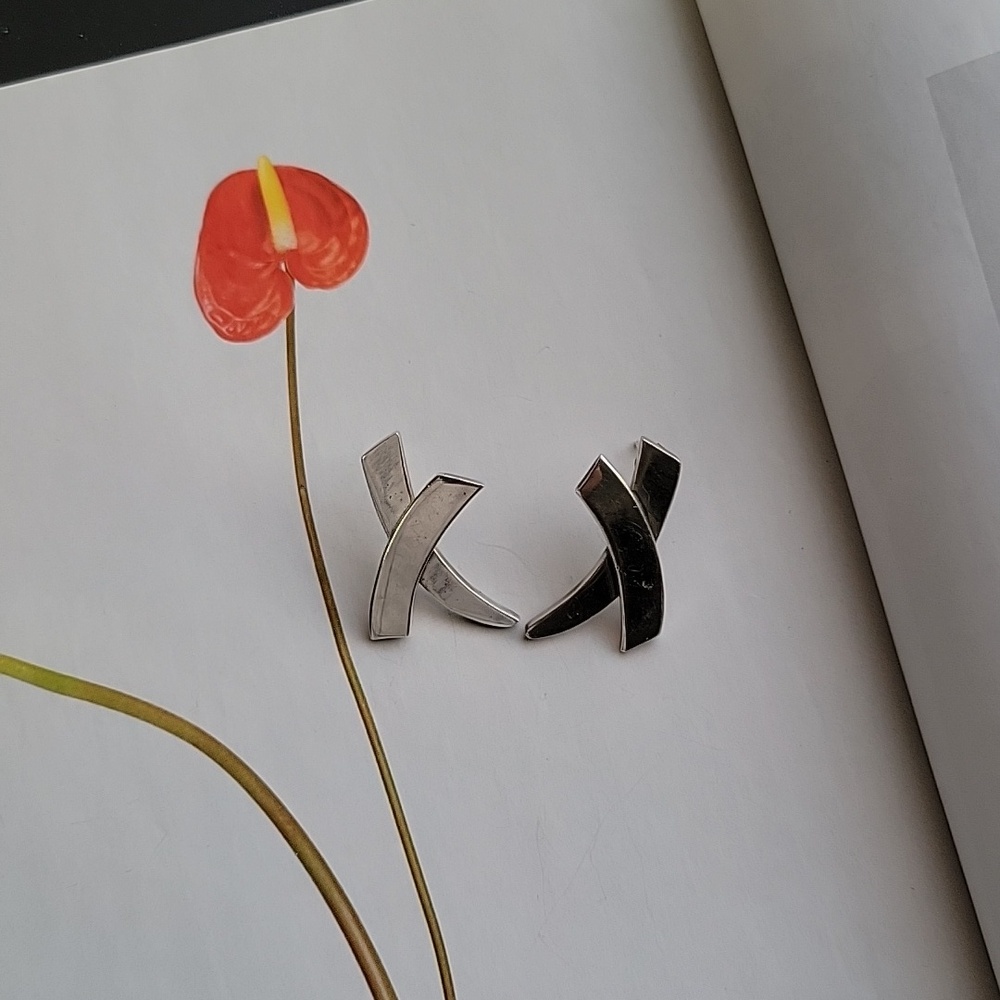 Vintage Taxco Mexico Sterling Silver "X" Earrings
